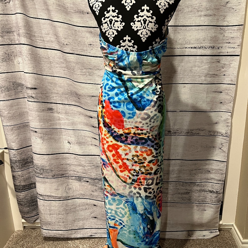 VENUS Maxi Dress size L Topical Bright Beach Cruise Pool Vacation - Picture 5 of 10